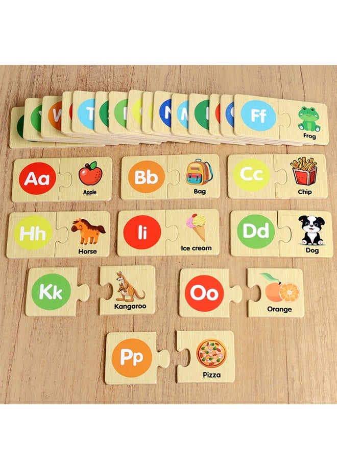 هالامودو 52 جهاز كمبيوتر شخصي التعلم اللغز الأبجدي مطابقة لعبة الألغاز الخشبية ألغاز ABC الخشبية، الألغاز الأبجدي الخشبية للأطفال الأعمار 4 + لعبة مونتيسوري التعليمية - Image 3