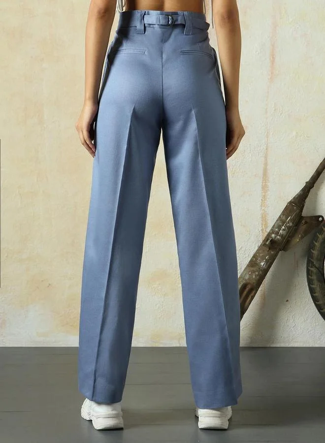 High Star  Plain High Rise Wide Leg Trousers for Women | Best Price UAE