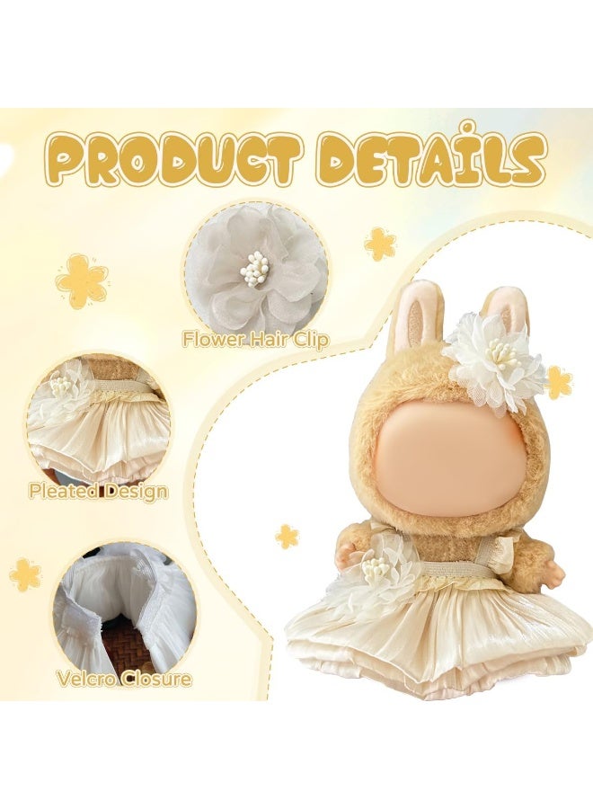Clothes for Labubu(NO Doll) , Handcrafted Crochet 2 Piece Set for 17cm Doll, Premium Outfit with Accessories for Labubu, Stylish Clothes for Labubu Doll(white) - Image 3
