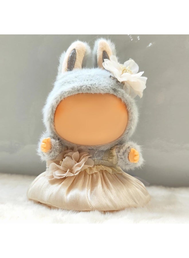 Clothes for Labubu(NO Doll) , Handcrafted Crochet 2 Piece Set for 17cm Doll, Premium Outfit with Accessories for Labubu, Stylish Clothes for Labubu Doll(white) - Image 1