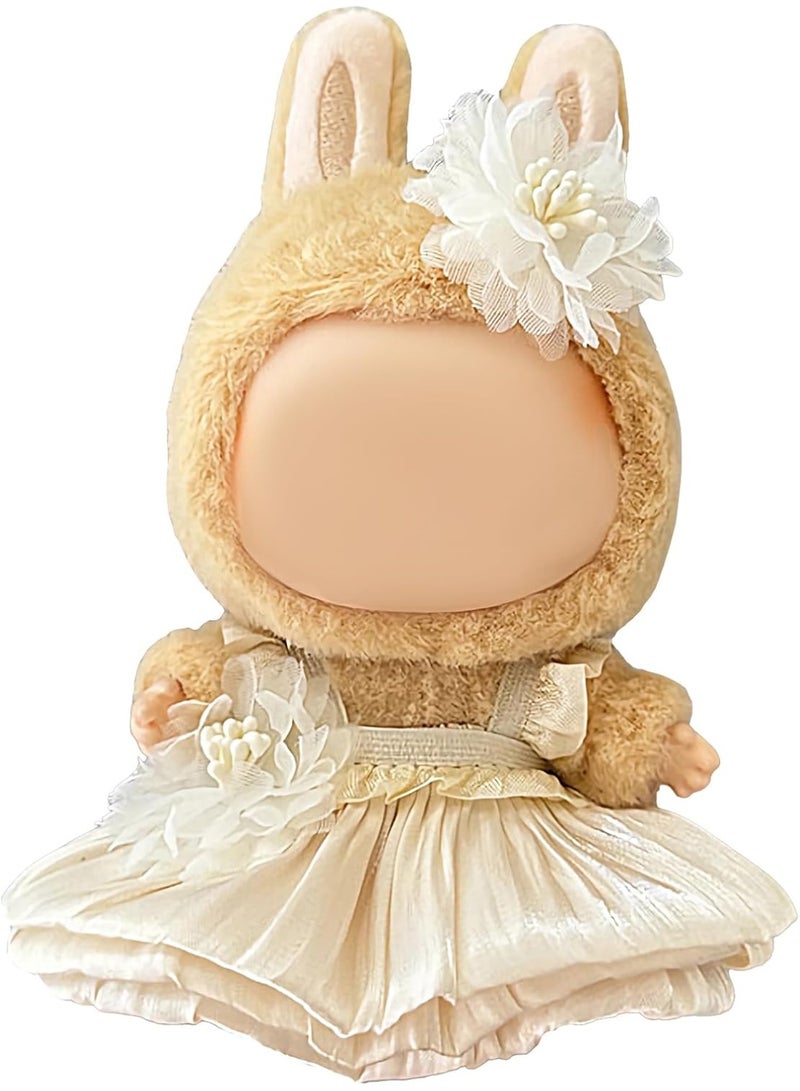 Clothes for Labubu(NO Doll) , Handcrafted Crochet 2 Piece Set for 17cm Doll, Premium Outfit with Accessories for Labubu, Stylish Clothes for Labubu Doll(white) - Image 4