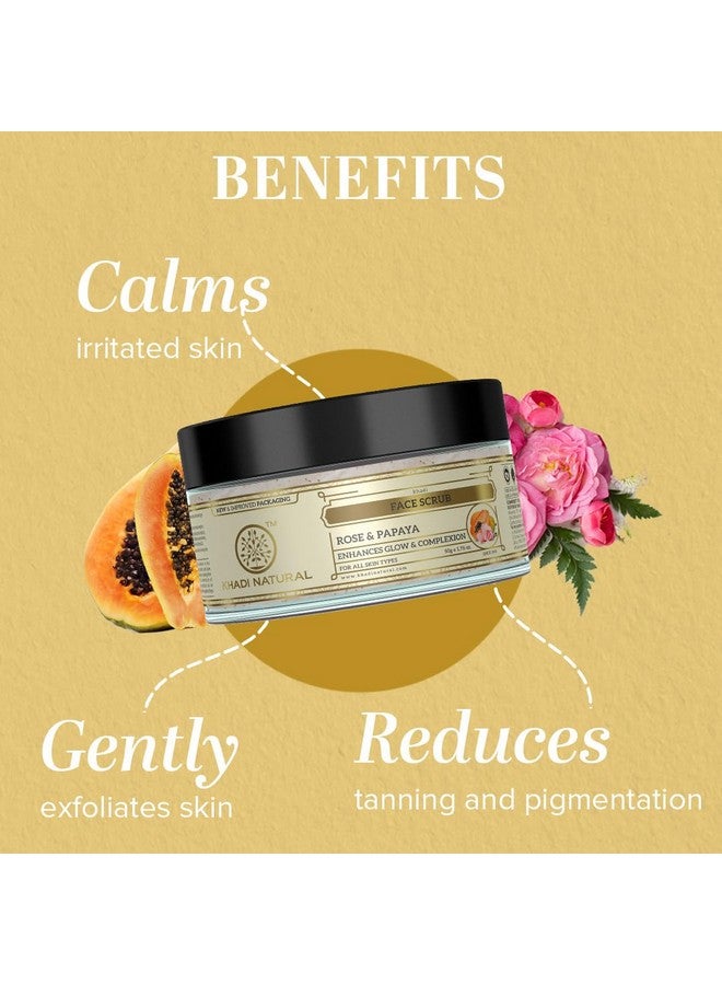 Khadi Natural Rose & Papaya Face Scrub | Softens & Nourishes for Supple Skin| Removes Blackheads| Exfoliates Dead Skin Cells| Suitable for All Skin Types| Pack of 2(50 * 2, 100 g) - Image 2