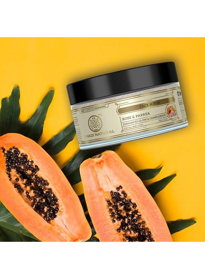 Khadi Natural Rose & Papaya Face Scrub | Softens & Nourishes for Supple Skin| Removes Blackheads| Exfoliates Dead Skin Cells| Suitable for All Skin Types| Pack of 2(50 * 2, 100 g) - Image 5