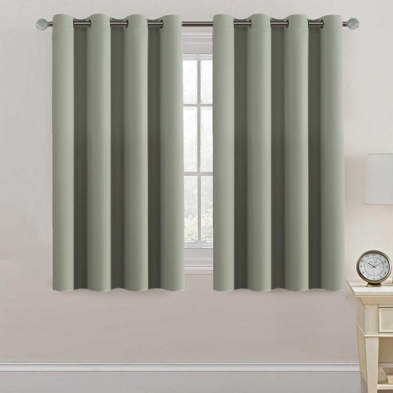 HVERSAILTEX Blackout Curtain for Living Room Thermal Insulated Window Treatment Curtain 54 inch Length Energy Saving Solid Grommet Top Blackout Drape One Panel Light Sage 52 W x 54 L