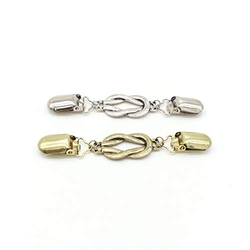 Wenplus 2 Pieces Retro Scarf Clips - Vintage Cardigan Collar Dresses Clips - Unisex - Random Color - Image 1