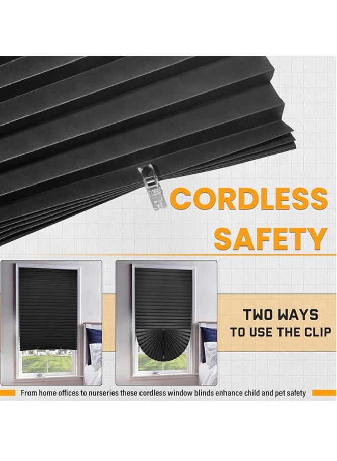PANDAMALL Cordless Blackout Pleated Window Shade Black 35x59inch  - Image 3