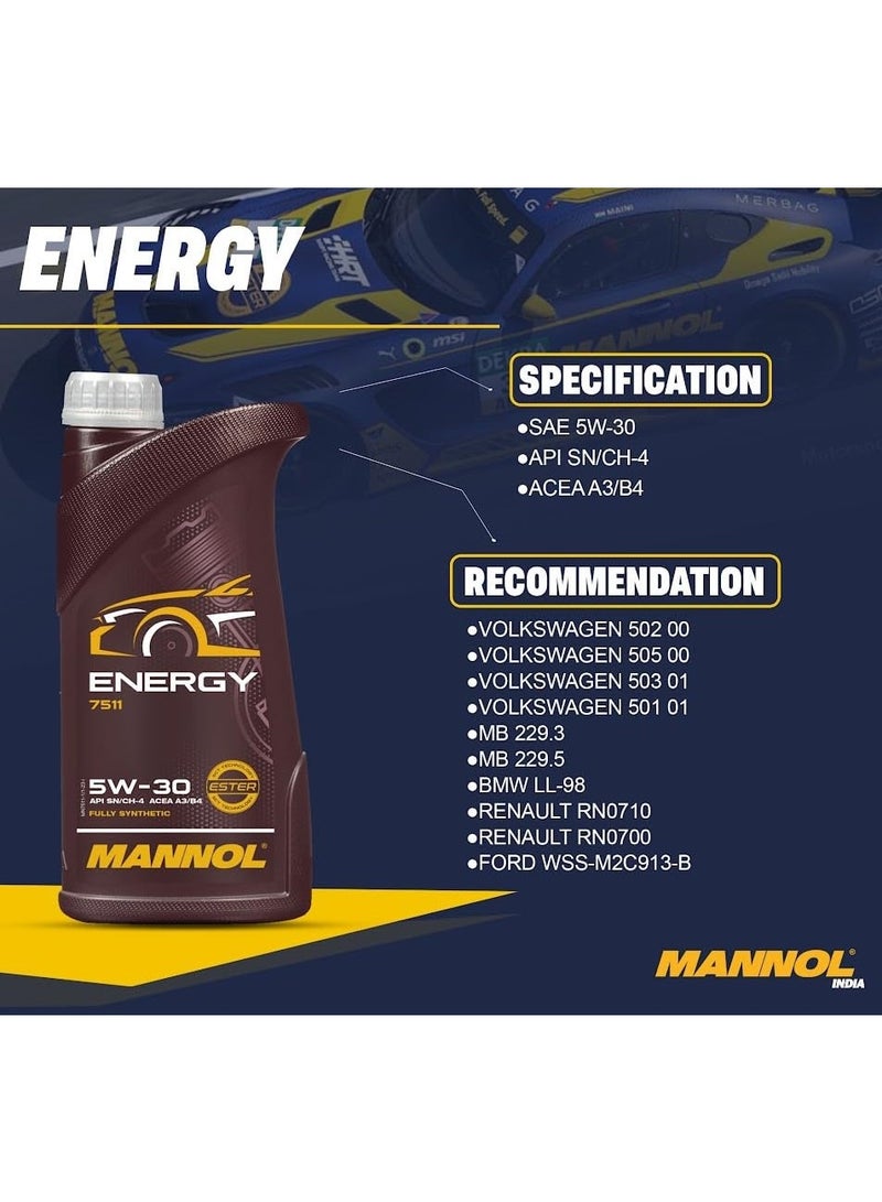 MANNOL 7511 Energy 5W-30 // API SN/CH-4 // ACEA A3/B4 Engine Oil for Modern Petrol and Diesel Engines  (1L) - Image 3