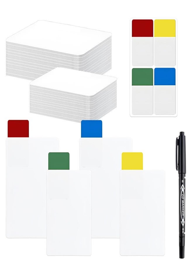 CNYMANY 80 pcs Tall Trading Card Dividers, CNYMANY White Card Page Dividers with Tabs and Pen for Games Sports Baseball, 4.4 x 3.2in 3.8 x 2.7in Frosted Plastic Box - Image 1