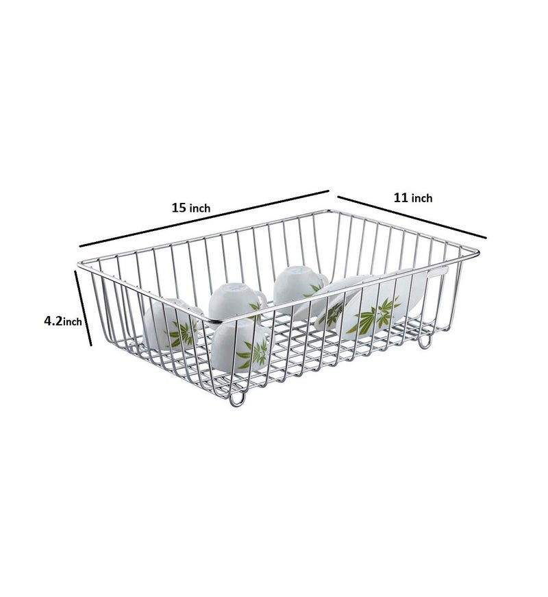 Foliam Stainless Steel Premium High Grade Utensils Drainer Platform PlateDraining Basket for KitchenDimensions LxBxH 15 x 11 x 5 inch by Foliam - Image 2