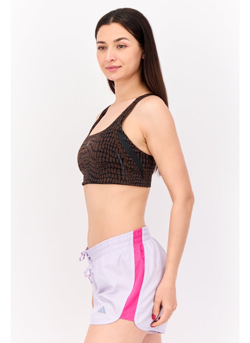 Adidas - Women Brand Logo Padded Sports Bra, Brown - Image 1