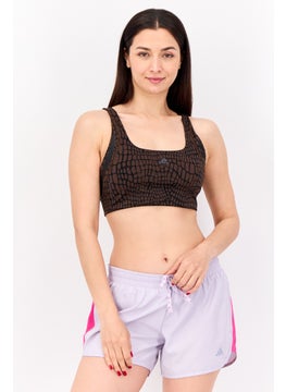 Women Brand Logo Padded Sports Bra, Brown