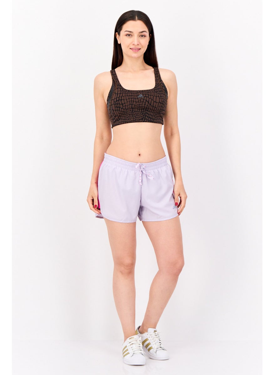 Adidas - Women Brand Logo Padded Sports Bra, Brown - Image 1
