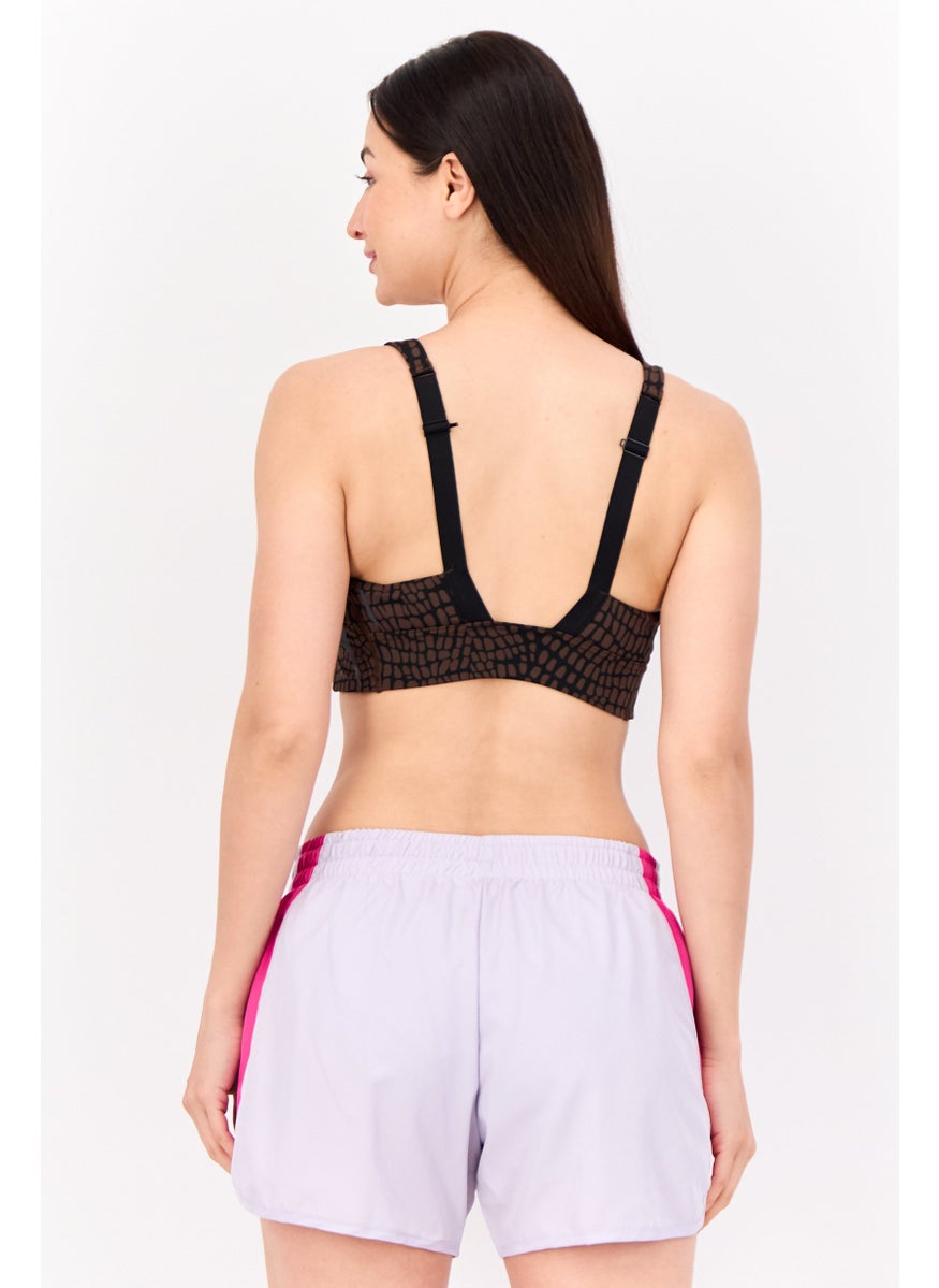 Adidas - Women Brand Logo Padded Sports Bra, Brown - Image 1