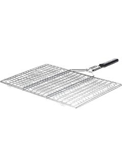 GO2CAMPS Bbq Grill With Wooden Handle Large | Alsaqer Bbq Grill Net With Wooden Handle | Barbecue Grill Tool For Burger,Meat,Fish,Vegetable,Steak Meat Shrimps For Camping And Picnic Trips.  - Image 1