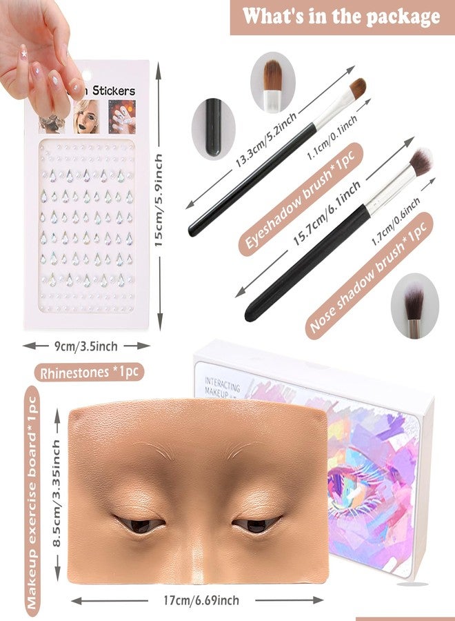 Penugo Silicone Mannequin Face for Makeup Practice Board with Makeup Brushes, Rhinestones Sticker (Wheat Colored) - Image 2