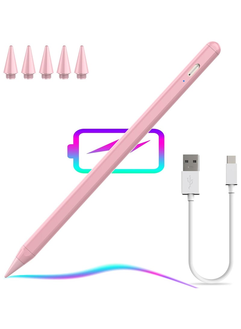iPad Pencil 2.5X Fast Charge Tilt Sensitivity Compatible with 2018-2024 iPad Pro 12.9/11/13-inch M4, Apple Pencil Work for iPad 6/7/8/9/10th Gen, iPad Mini 6/5th, iPad Air 3/4/5/M2 (Pink)