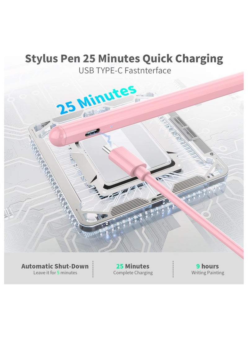 iPad Pencil 2.5X Fast Charge Tilt Sensitivity Compatible with 2018-2024 iPad Pro 12.9/11/13-inch M4, Apple Pencil Work for iPad 6/7/8/9/10th Gen, iPad Mini 6/5th, iPad Air 3/4/5/M2 (Pink)