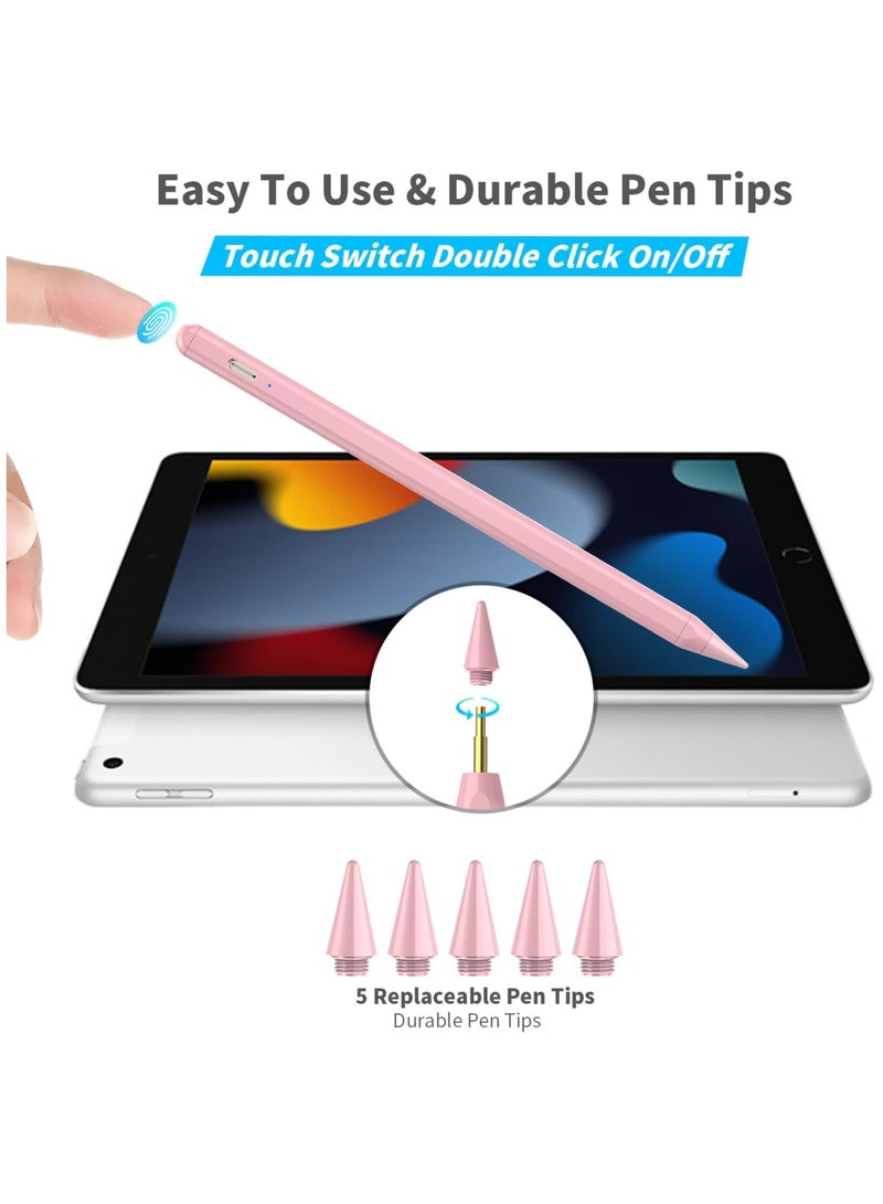 iPad Pencil 2.5X Fast Charge Tilt Sensitivity Compatible with 2018-2024 iPad Pro 12.9/11/13-inch M4, Apple Pencil Work for iPad 6/7/8/9/10th Gen, iPad Mini 6/5th, iPad Air 3/4/5/M2 (Pink)