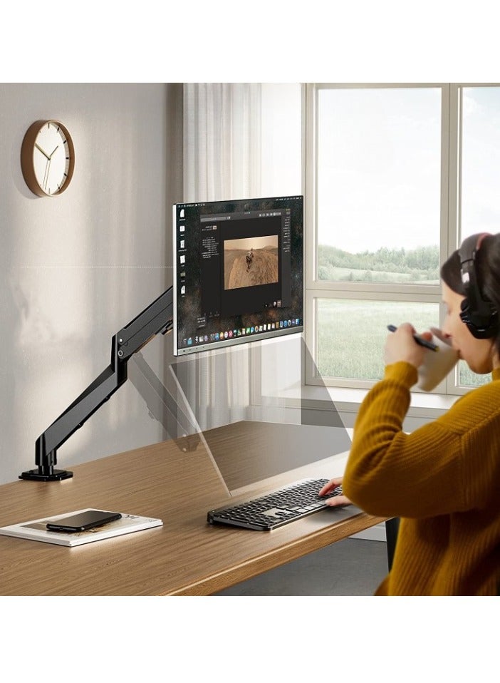 AROAQ Table Mount mechanical arm bracket, Computer Monitor Desk Mount Stand with Gas Spring, adjustable Height-Assisted Full Motion Single PC Monitor Arm, (Pillar type) - Image 2