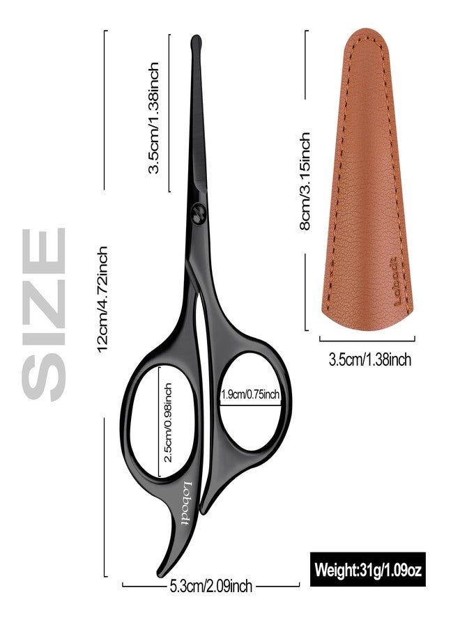Lobodt 4.7-inch small nose hair scissors (black), round-headed scissors, for trimming facial hair, beards, ear hair, eyebrows, bathroom, Moustache Trimming，personal care and beauty - Image 3