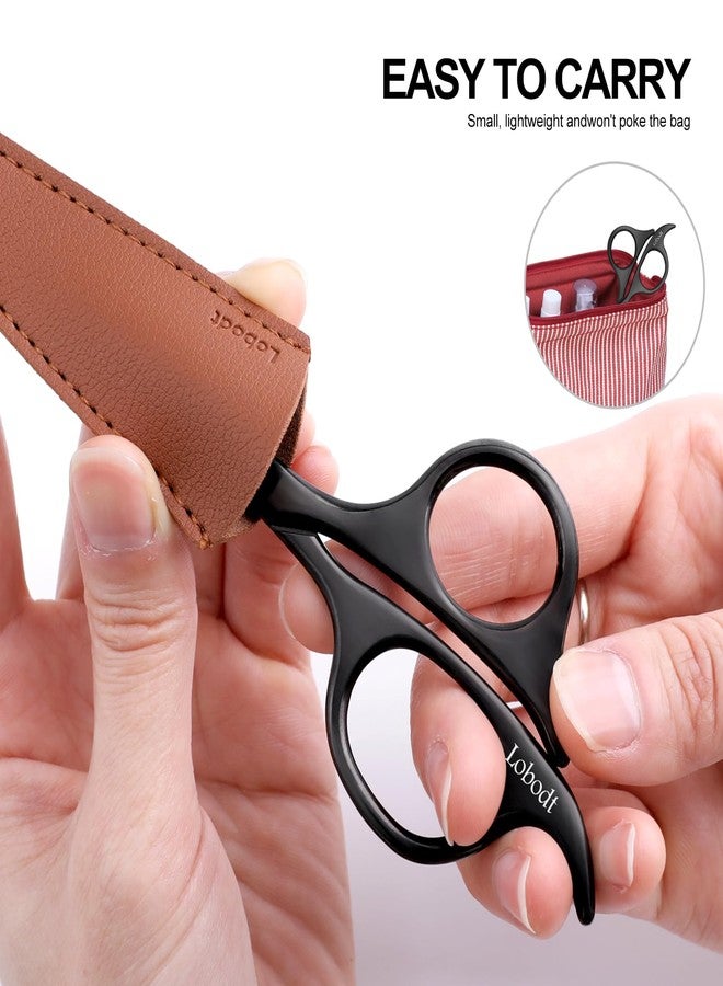 Lobodt 4.7-inch small nose hair scissors (black), round-headed scissors, for trimming facial hair, beards, ear hair, eyebrows, bathroom, Moustache Trimming，personal care and beauty - Image 2