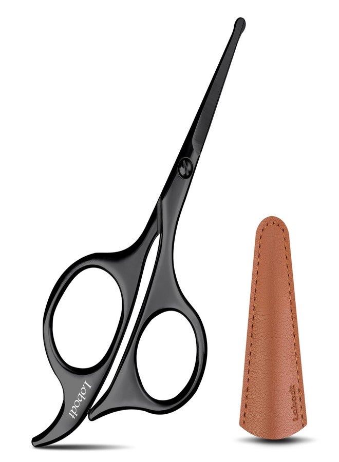 Lobodt 4.7-inch small nose hair scissors (black), round-headed scissors, for trimming facial hair, beards, ear hair, eyebrows, bathroom, Moustache Trimming，personal care and beauty - Image 1