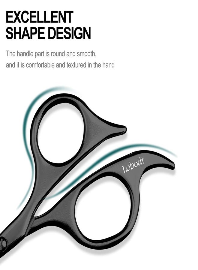 Lobodt 4.7-inch small nose hair scissors (black), round-headed scissors, for trimming facial hair, beards, ear hair, eyebrows, bathroom, Moustache Trimming，personal care and beauty - Image 5