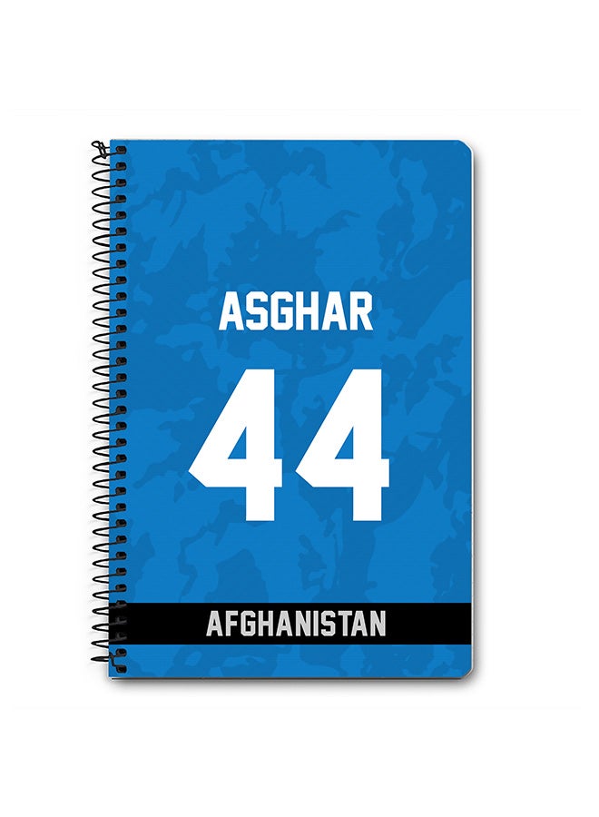 Stylizedd Designer A5 Spiral Notebook Memo Notepad Journal Player - Asghar Afghan, Jersey Number -44 - Image 1