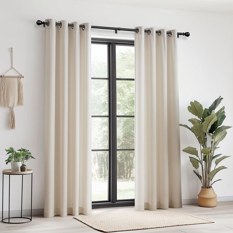 Zeerobee Curtain Rods for Windows 48 to 84, 1 Inch Adjustable Heavy Duty Black Curtain Rod, Outdoor Indoor Room Divider Modern Drapery Pole, 48-86" - Image 2