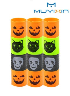 Muyixin 12-Piece Pumpkin skull Neon Plastic Spring Toy For Boys And Girls  - Image 1
