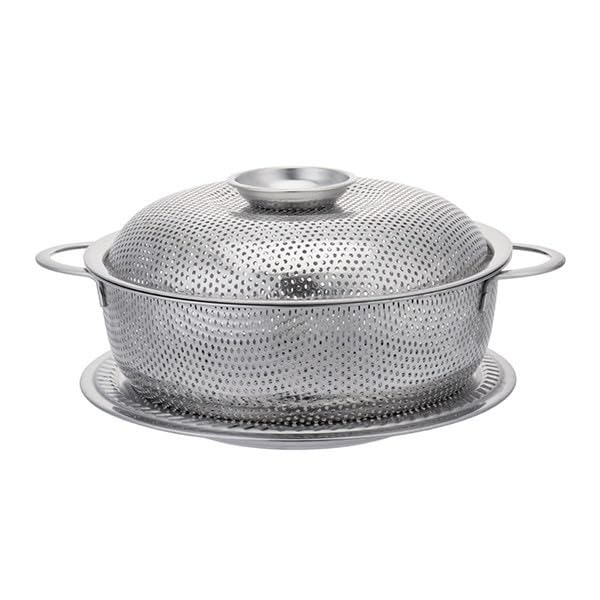 HomeFast Stainless Steel Washing Vegetable Basket Rice Mesh Net Washing Colander with Cover Home Kitchen Fruit Basket with Cover and Plate Vegetable Fruit Rice Drain Basket - Image 3
