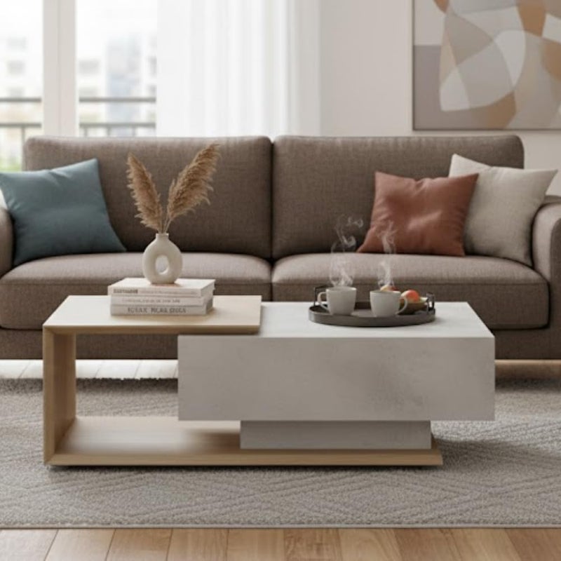 Neo Front Modern Rectangular Coffee Table with MDF Wooden Design - 120 cm for Living Room & Office - Image 1