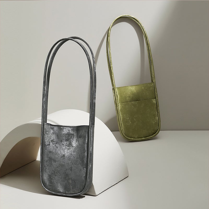 Portable Underarm Bag Mini Small Bag Girl'S High-End Satin Cowhide Small Crowd New Chinese Genuine Leather Phone Bag For Women - Image 3