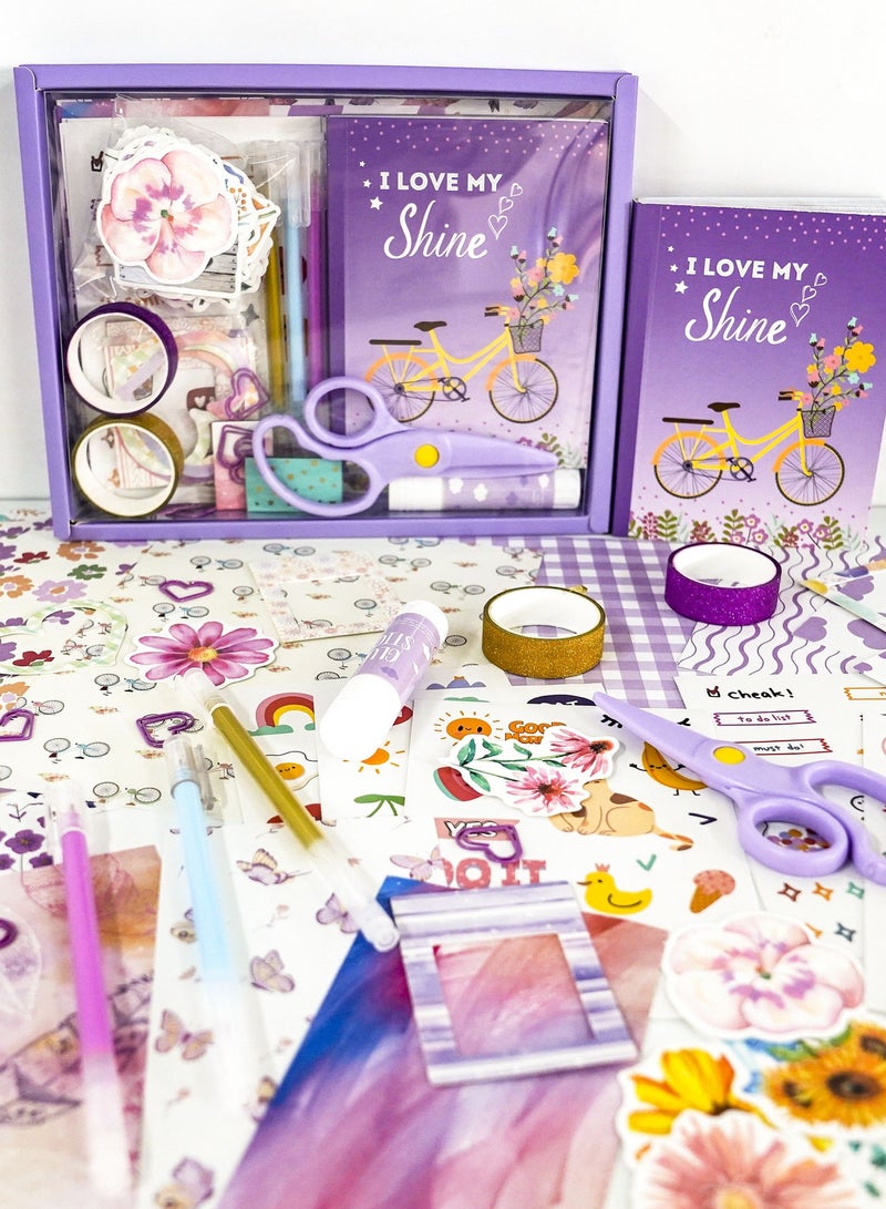 180 pieces of flower gift box stickers, high-value DIY material scrapbook notebook set, the set includes: 1 notebook (A6 size), 16x21cm*6 sheets of scrapbook, 15x15cm *4 sheets of scrapbook, 16.5x8cm*4 sheets of scrapbook, 6 stickers (about 90 patterns), 60 flower stickers, 8 opposite-sex photo frames, 6 heart-shaped paper clips, 1 glue stick, 2 flash tapes, 3 colored pens, 1 pair of scissors, 2 magnetic bookmarks - Image 1