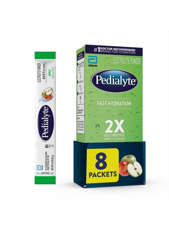 Pedilayte Pedialyte Fast Hydration Electrolyte Powder Packets, Apple, Hydration Drink, 8 Single-Serving Powder Packets - Image 3