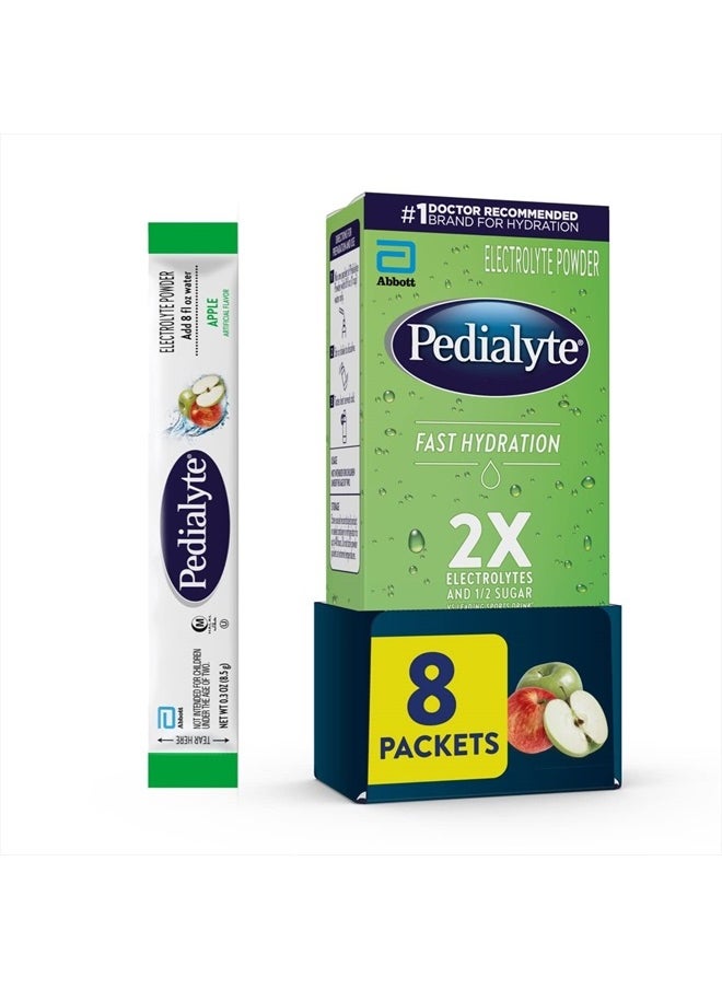 Pedilayte Pedialyte Fast Hydration Electrolyte Powder Packets, Apple, Hydration Drink, 8 Single-Serving Powder Packets  - Image 1