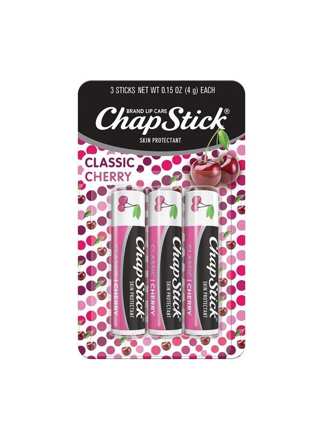 chapstick Classic Cherry Lip Balm Tube, Flavored Lip Balm for Lip Care on Chafed, Chapped or Cracked Lips - 0.15 Oz , 3 Count (Pack of 1) 