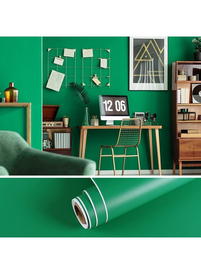 صن بيرد ورق حائط أخضر غير لامع قابل للتقشير واللصق ورق اتصال أخضر عتيق مقاوم للماء ذاتي اللصق وقابل للإزالة لجدران غرف النوم (24 × 48 بوصة) - Image 1
