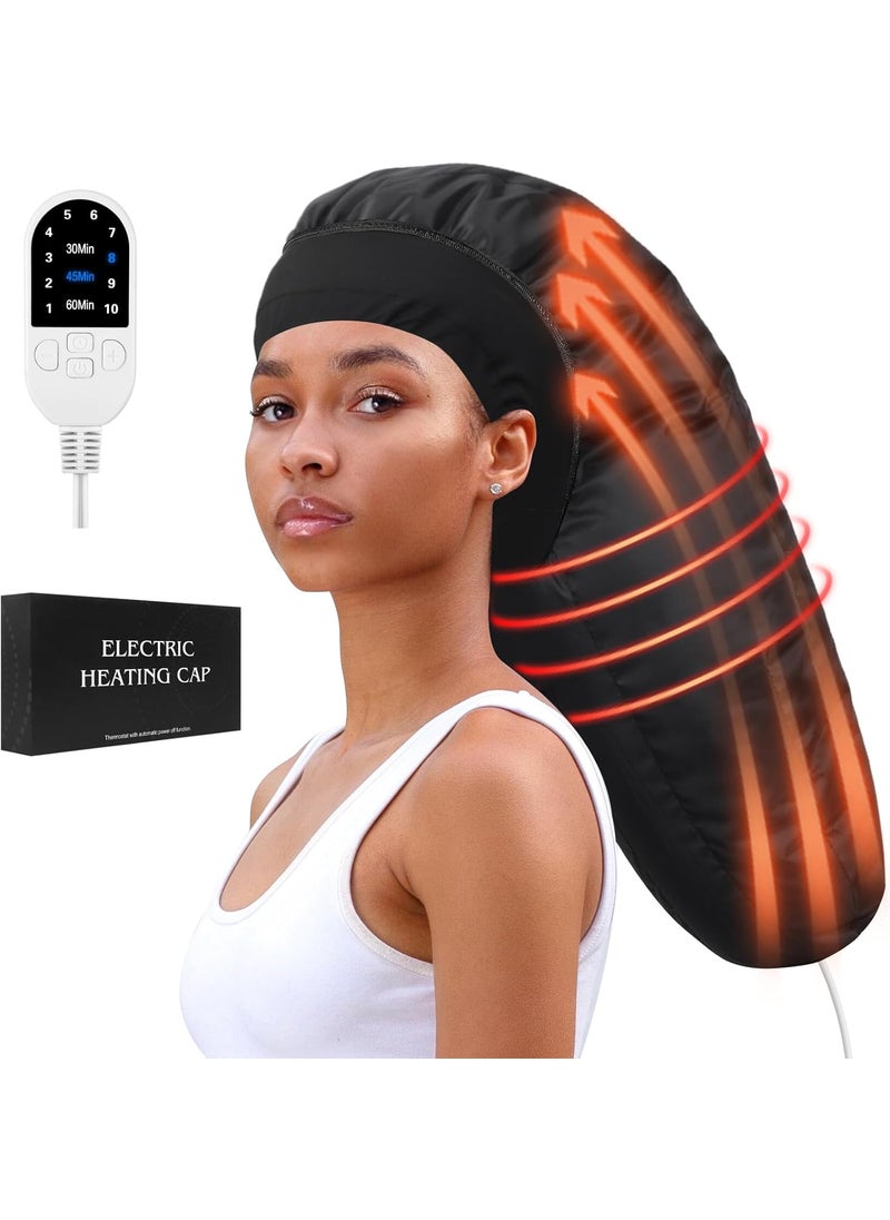 TEPENAR Hair Steamer for Deep Conditioning Upgraded Heat Cap with 10Level Fast Heating 3 Time Settings for Natural Hair Portable Thermal Steam Cap for Home Use Hair Treatment 