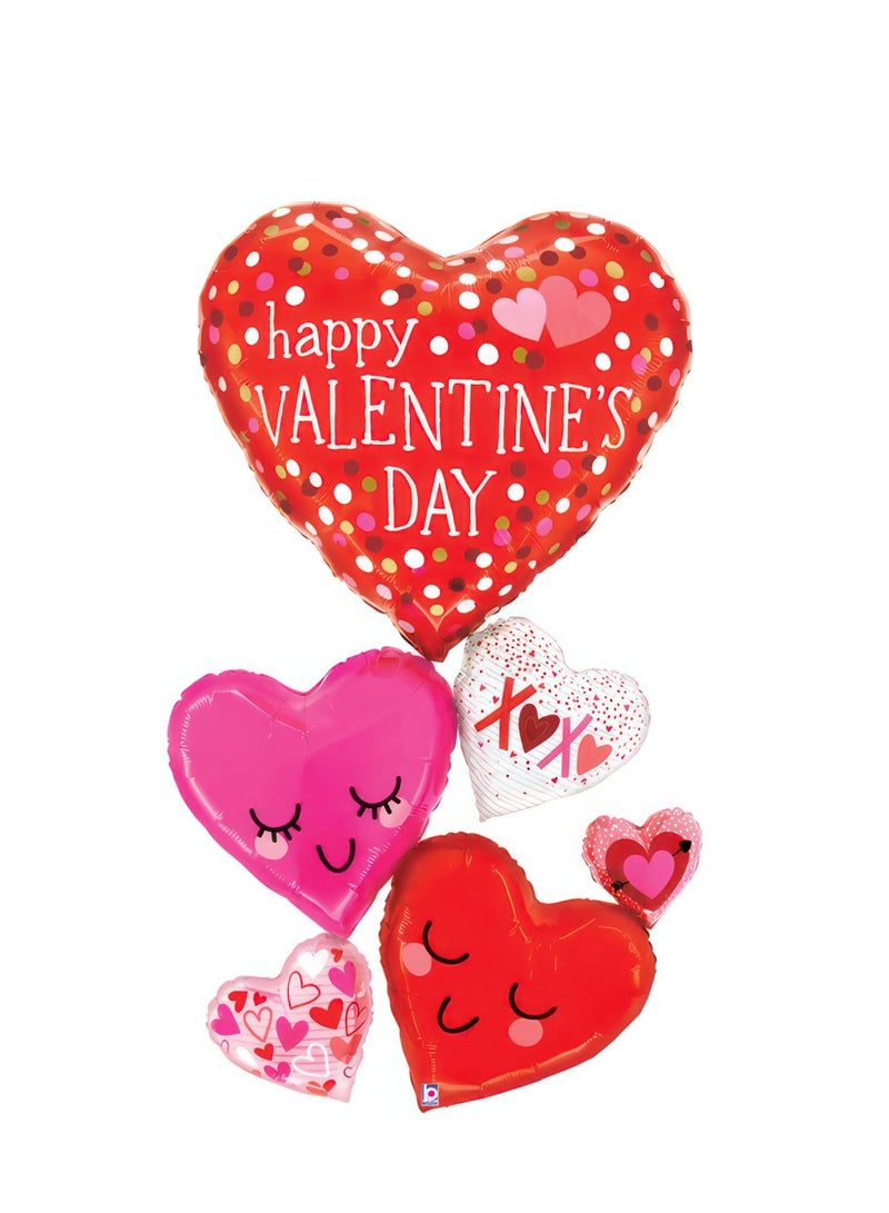 Betallic 58" Foil Balloon Delivery Valentine Happy Hearts - Image 1