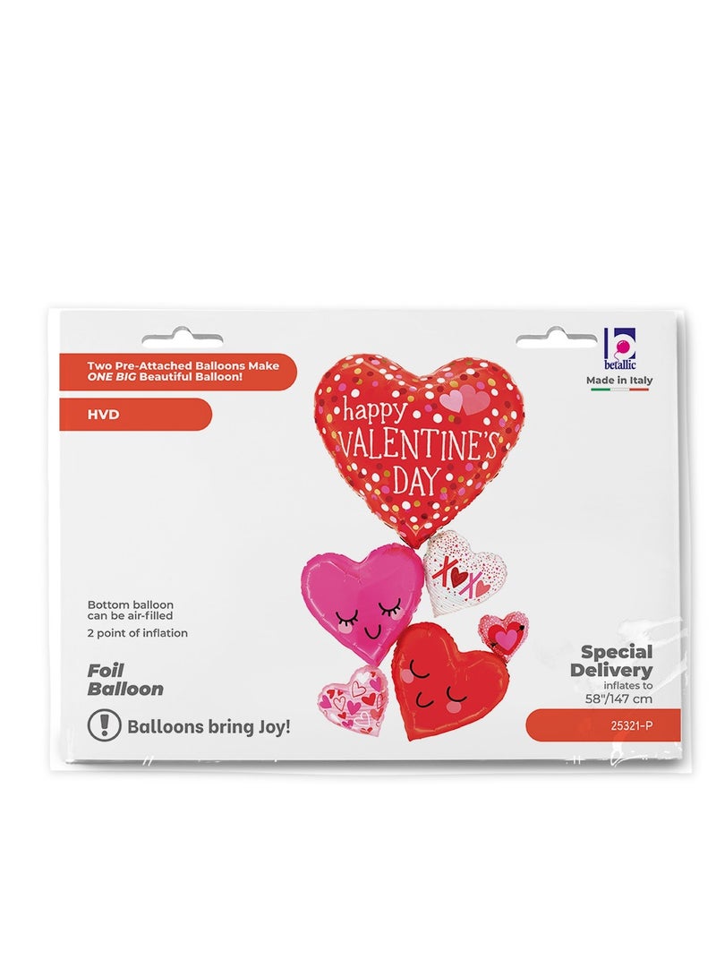 Betallic 58" Foil Balloon Delivery Valentine Happy Hearts - Image 3