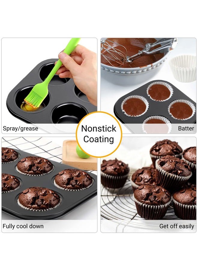 Beasea Muffin Pan 6 Cup, Set of 2 Non Stick Muffin Baking Pan, Carbon Steel Muffin Pan Bakeware Set Cupcake Baking Pan for Oven Baking - Image 3