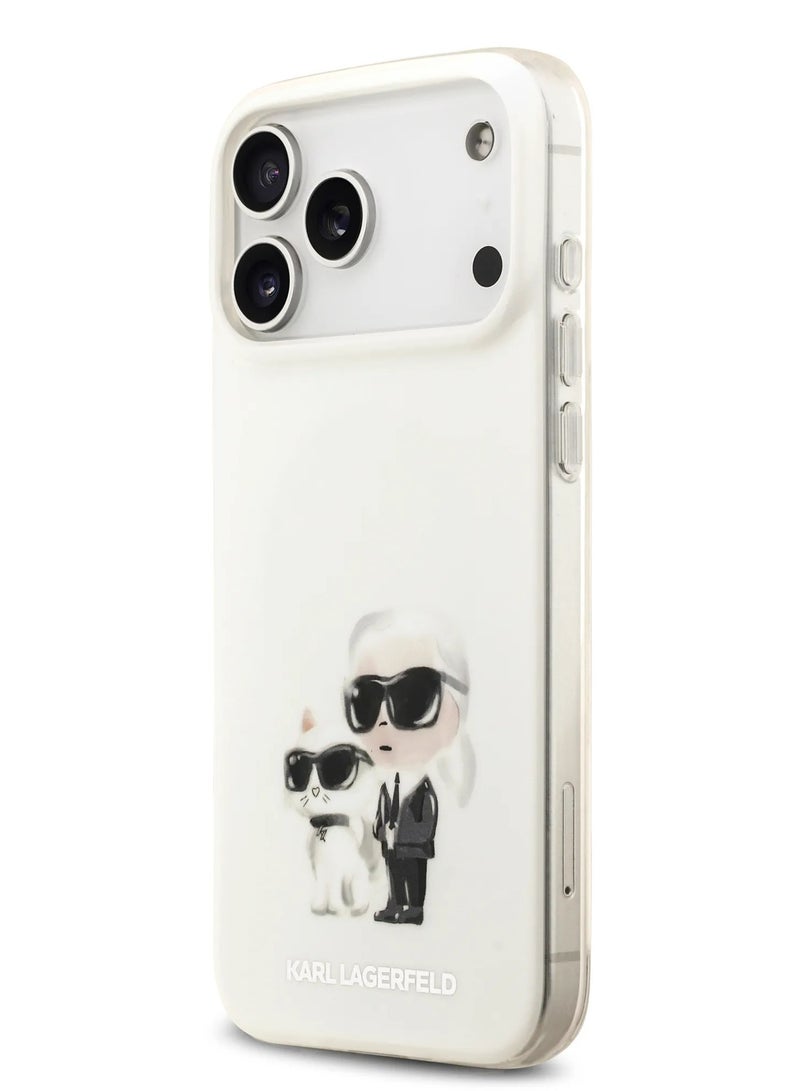 كارل لاغرفيلد جراب آيفون  برو ماكس ماج سيف  مع كارل وشوبيت بألوان مائية، سهل التركيب، حماية ضد السقوط، تصميم نحيف، خفيف الوزن، غطاء خلفي - أبيض - Image 3