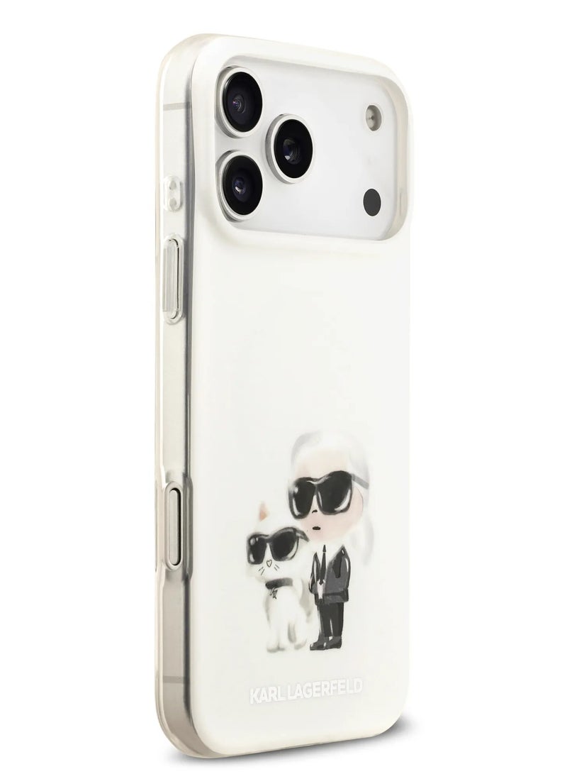 كارل لاغرفيلد جراب آيفون  برو ماكس ماج سيف  مع كارل وشوبيت بألوان مائية، سهل التركيب، حماية ضد السقوط، تصميم نحيف، خفيف الوزن، غطاء خلفي - أبيض - Image 4