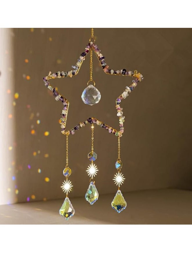 General Natural crystal gravel sunshade, pendant, wind chimes, garden, wind chimes, glass prism lining, pendant, hanging sunshade, garden decoration  - Image 1