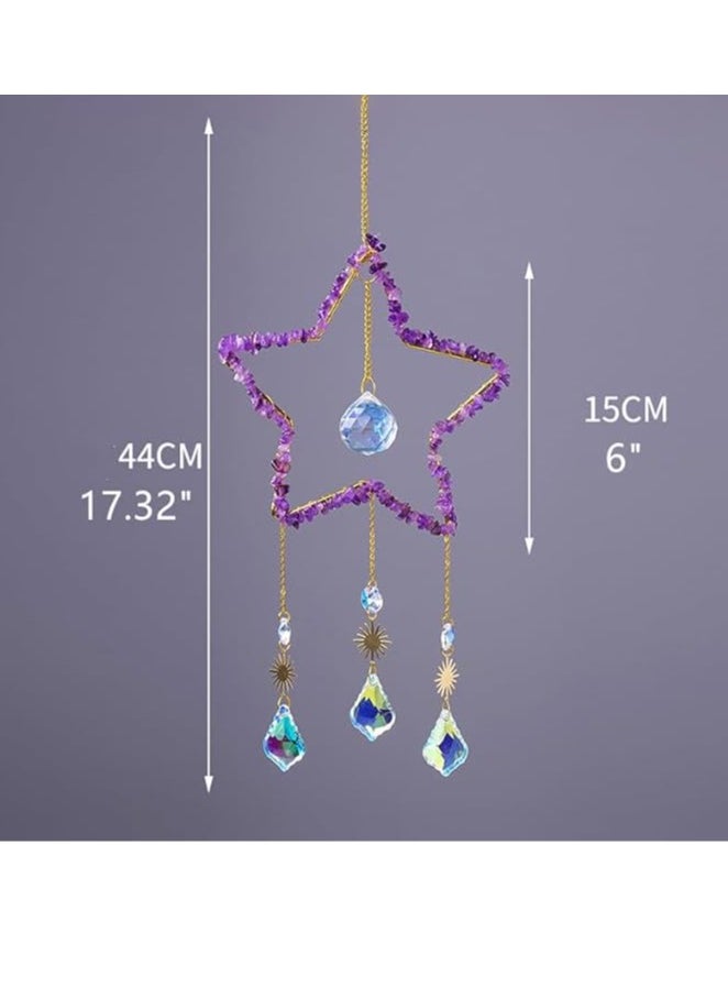 General Natural crystal gravel sunshade, pendant, wind chimes, garden, wind chimes, glass prism lining, pendant, hanging sunshade, garden decoration  - Image 2