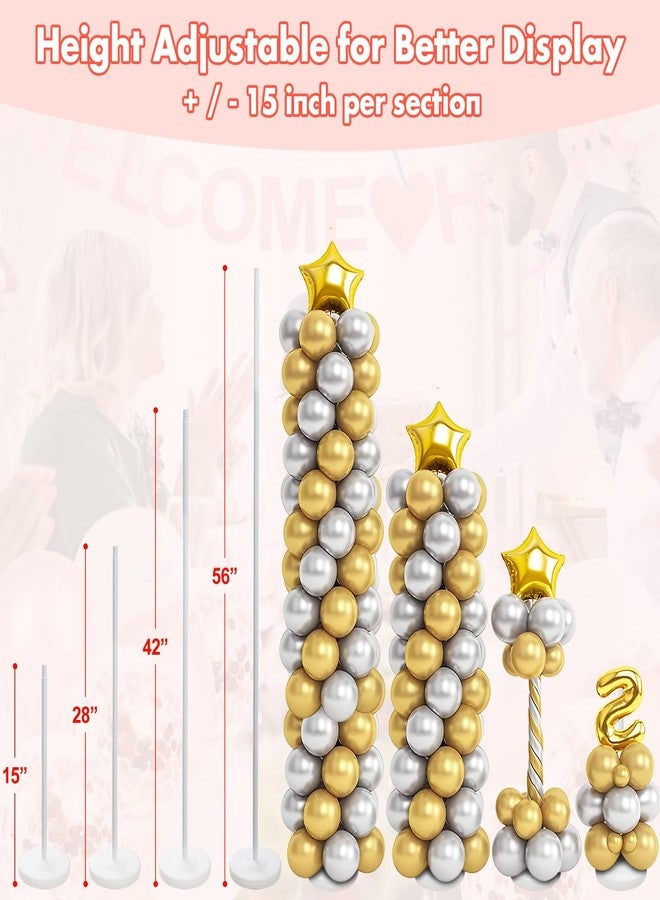 DAKEPOLE Balloon Column Stand Kit Set of 2, 56 Inch Height Adjustable Splicing Metal Balloon Stand Tower Pillar with Base,Reusable Balloon Arch Stand Holder Kits for Floor,Birthday,Wedding,Party Decoration - Image 4
