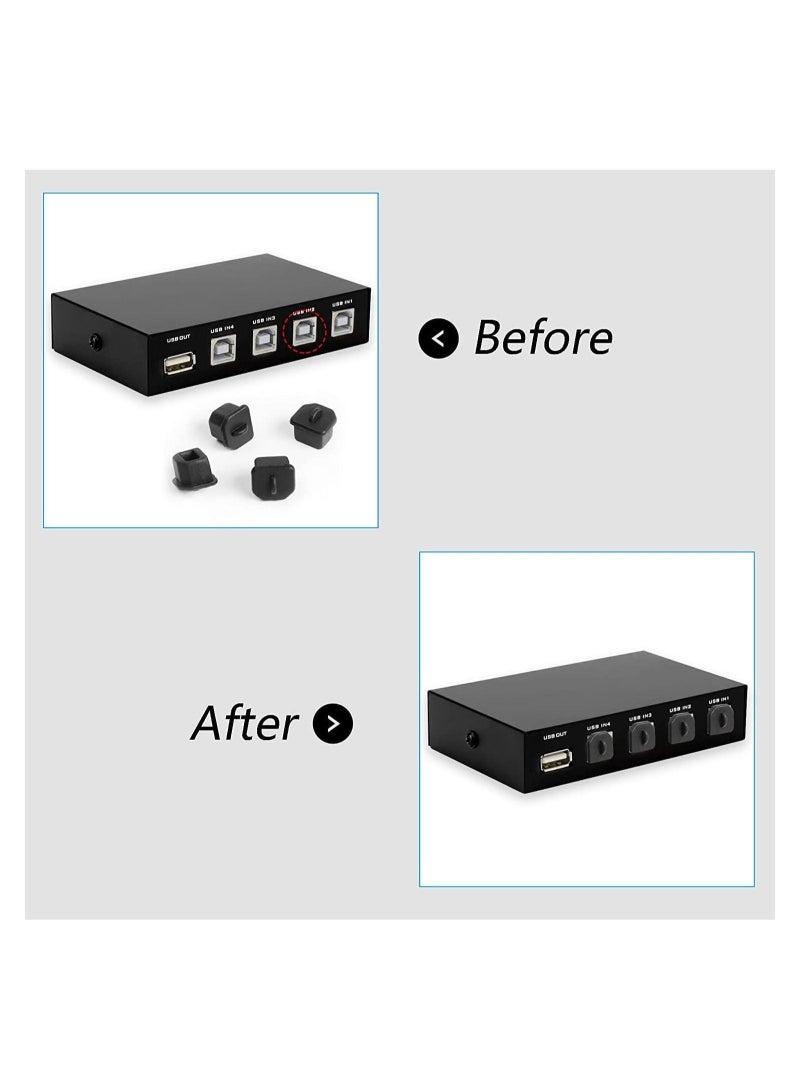 Captaintech 20pcs USB B Anti Dust Cap Cover Plugs USB B Female Dustproof Plug Soft Silicone Protector Black - Image 3