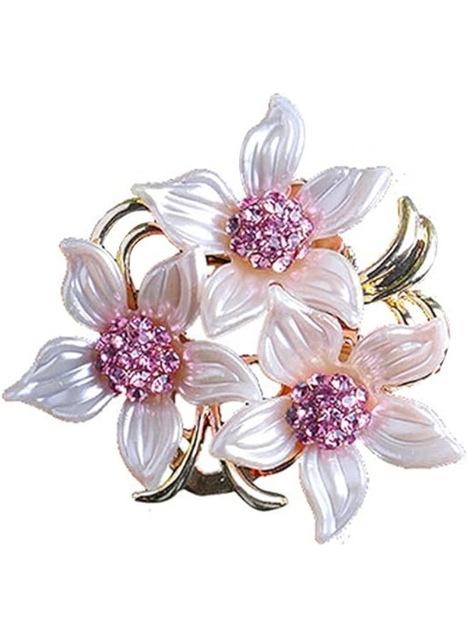 Goolsky Women's Crystal Pearl Flower Brooches Elegant Enamel Rhinestone Floral Statement Brooch Pins Fashion Jewelry Accessories for Women Gift Gold - Image 1
