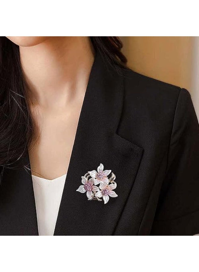 Goolsky Women's Crystal Pearl Flower Brooches Elegant Enamel Rhinestone Floral Statement Brooch Pins Fashion Jewelry Accessories for Women Gift Gold - Image 2